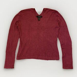 Express Women’s Pullover Sweater Size L Red Long Sleeves V-Neck Stretch Top EUC